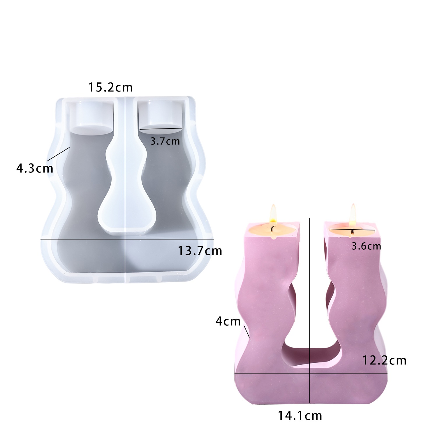 Candle Molds - แม่พิมพ์เรซิ่นอีพ็อกซี่ DIY รูปทรงตัว U สำหรับทำเชิงเทียนซิลิโคน ใช้กับปูนปลาสเตอร์สำหรับตกแต่งเทียน