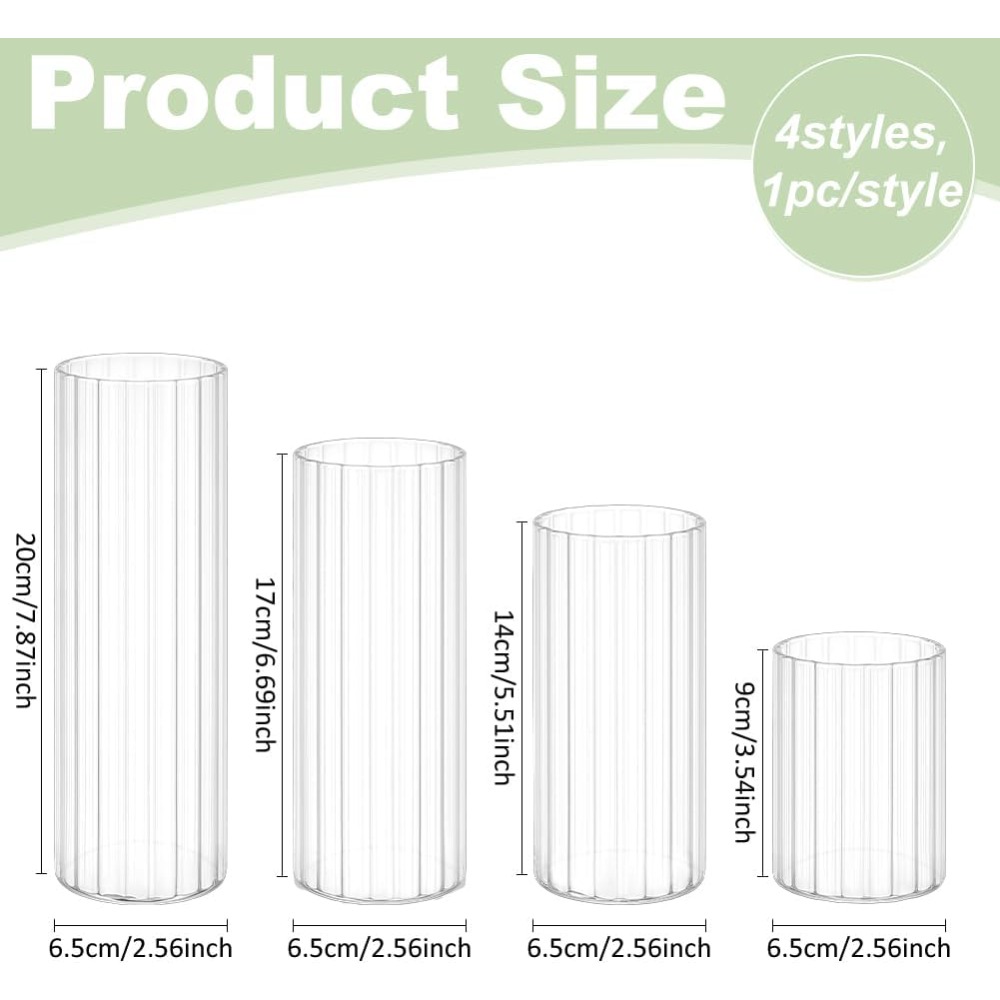 แจกันทรงกระบอกแก้ว 4 ขนาด 3.5/ - Candle Containers บทวิจารณ์และราคา