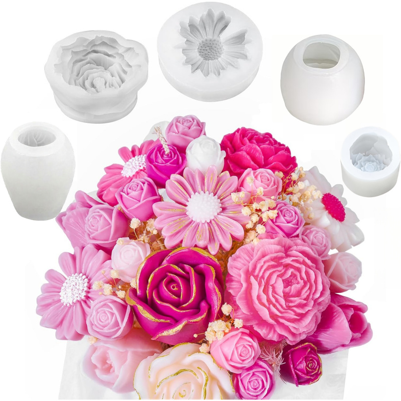 ชุดแม่พิมพ์เทียนรูปดอกไม้ 5 ชิ - Candle Making Kit บทวิจารณ์และราคา